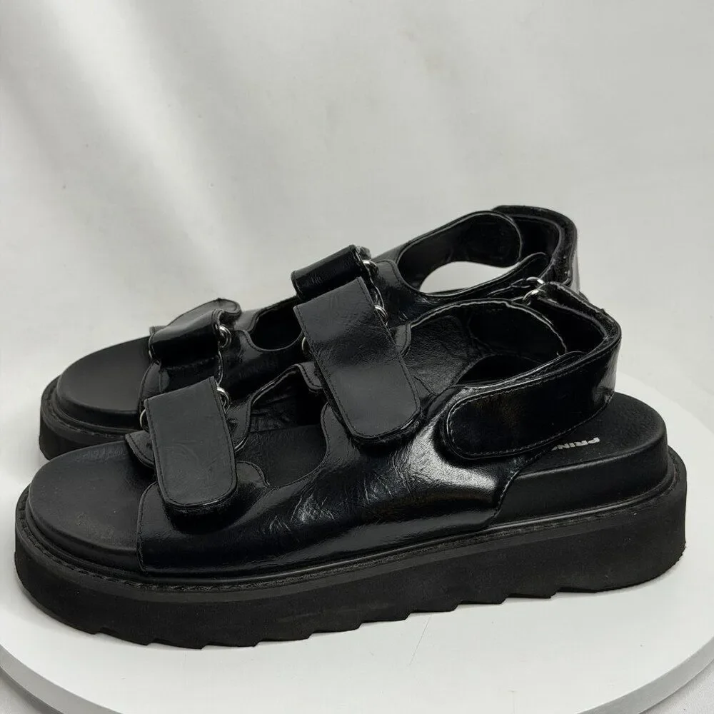 Princess Polly Rue Chunky Platform Sandals Black Slingback Shoes Size‎ 6